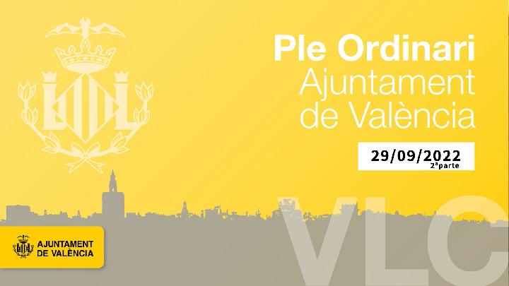 29-09-2022. Ajuntament de València. Hemicicle. 
Evento en Directo. 290922-063019.